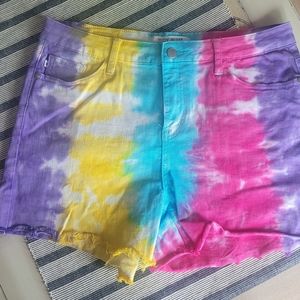 Judy Blue Sz LG Rainbow tie dye ladies shorts